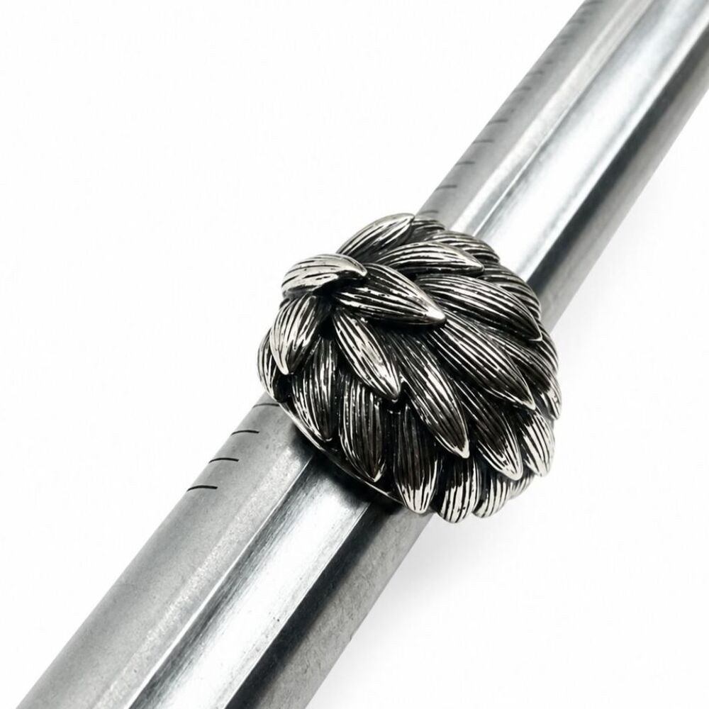 VINTAGE NAPIER RING Sterling Silver Leaf Modernist Sculptural Statement